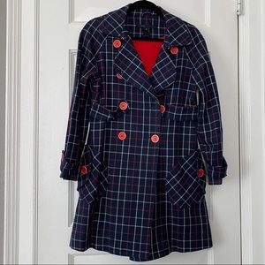 Marc Jacobs Navy Plaid Light Peacoat Small